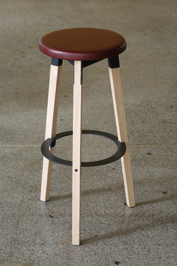 Huguenot Barstool - Leather Seat