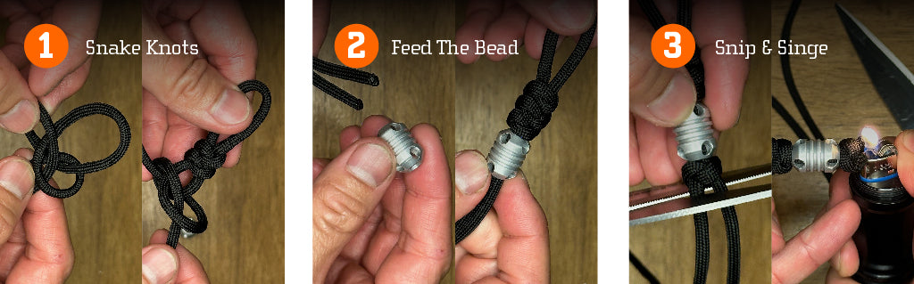 how to snake knot and EDC bead