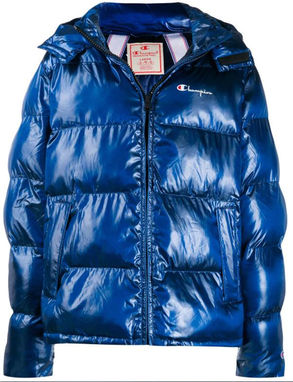 Champion Hooded Logo Puffer Jacket - Large - SharpPrices