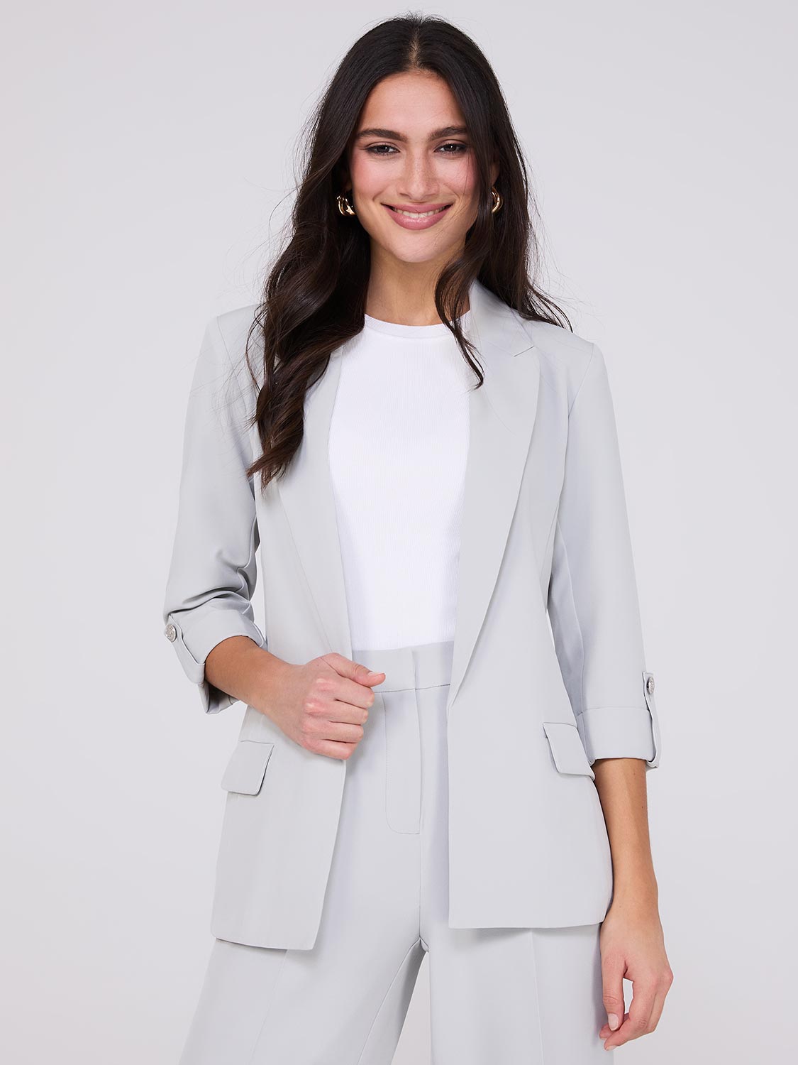 3/4 Sleeve Open Blazer