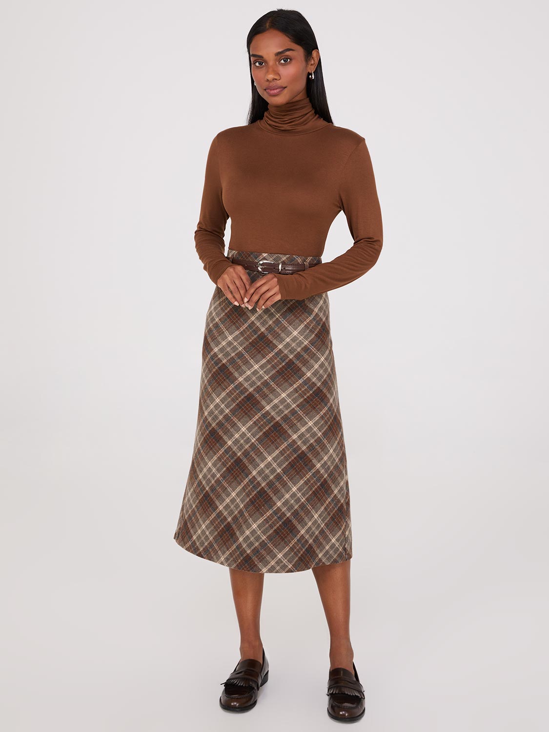 Plaid Belted Skirt