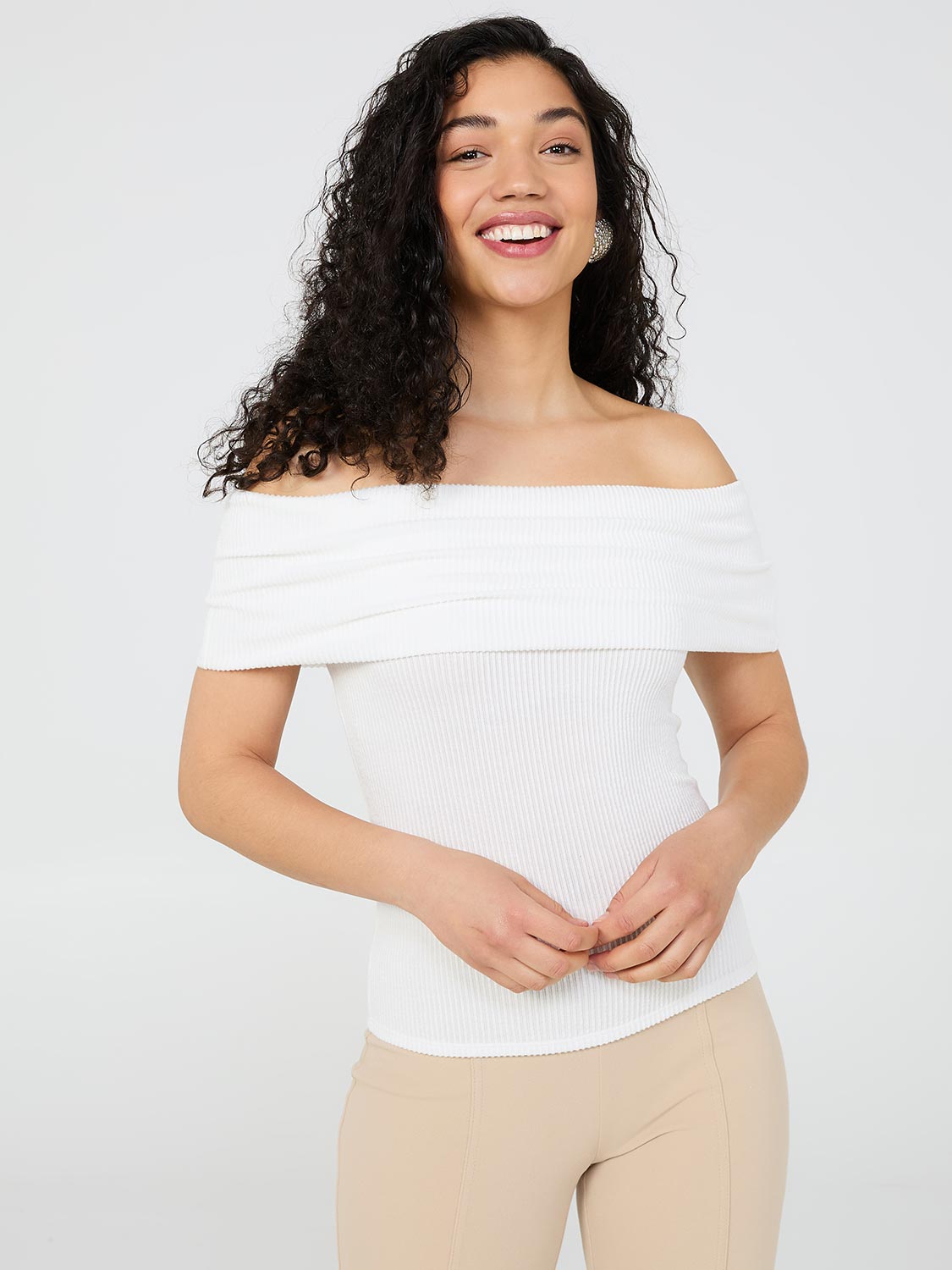 Ribbed Off-The-Shoulder Top