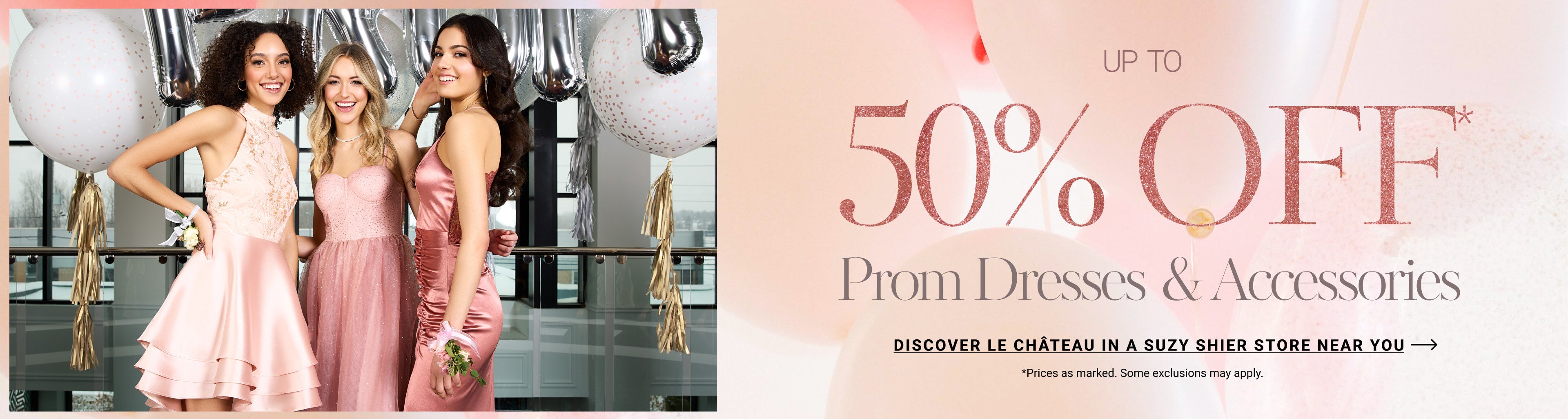 up to 50% off prom dresses and accessories