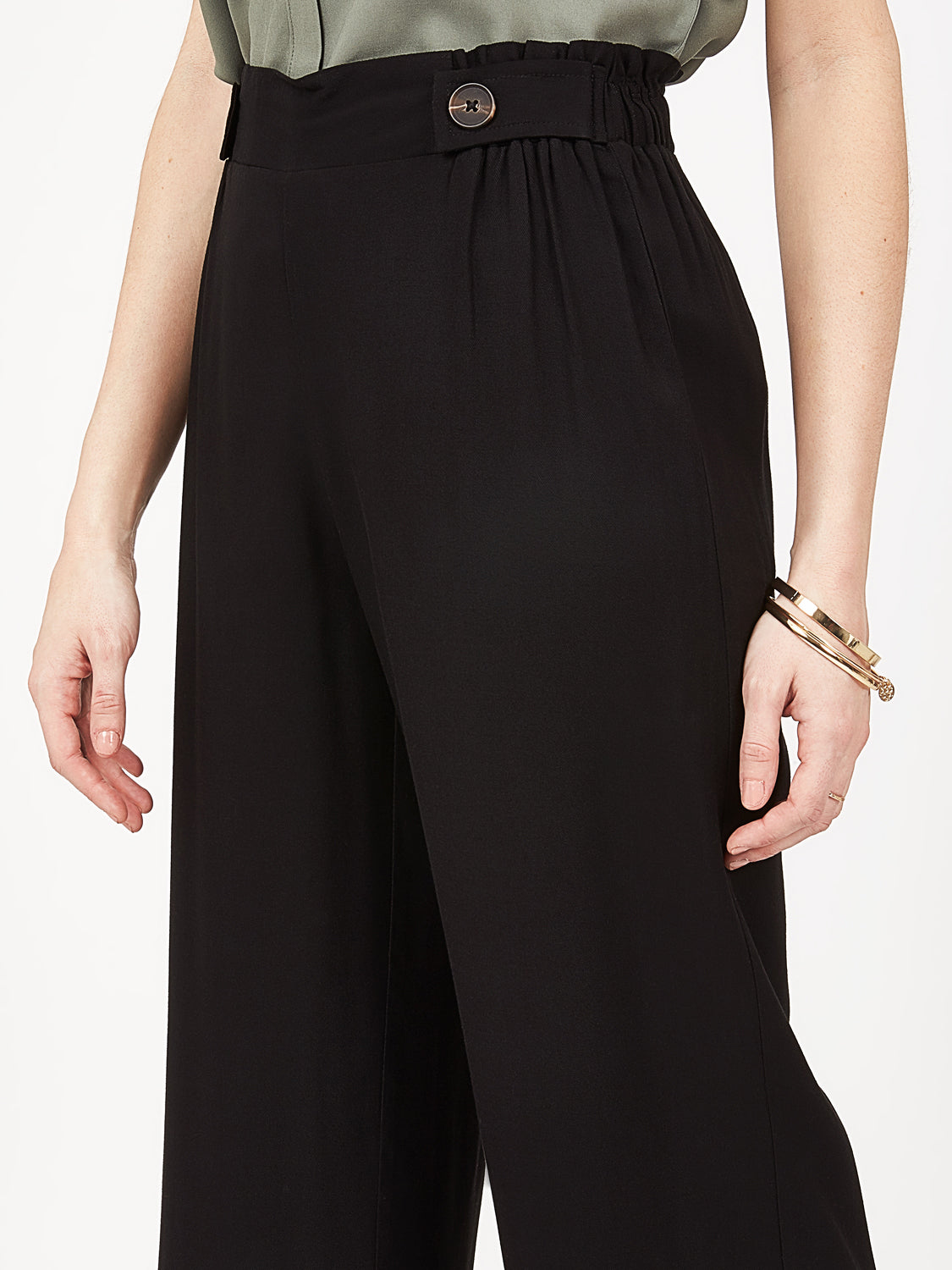 Solid Elastic Gaucho Pants