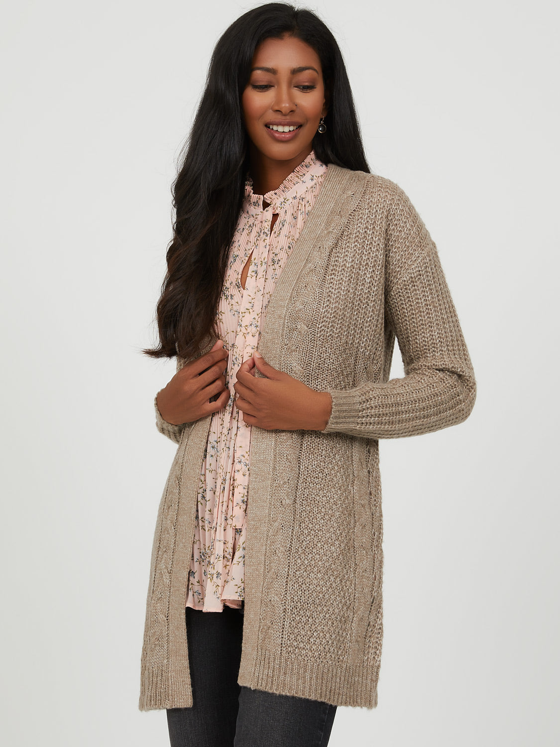 Pointelle Cable Knit Duster