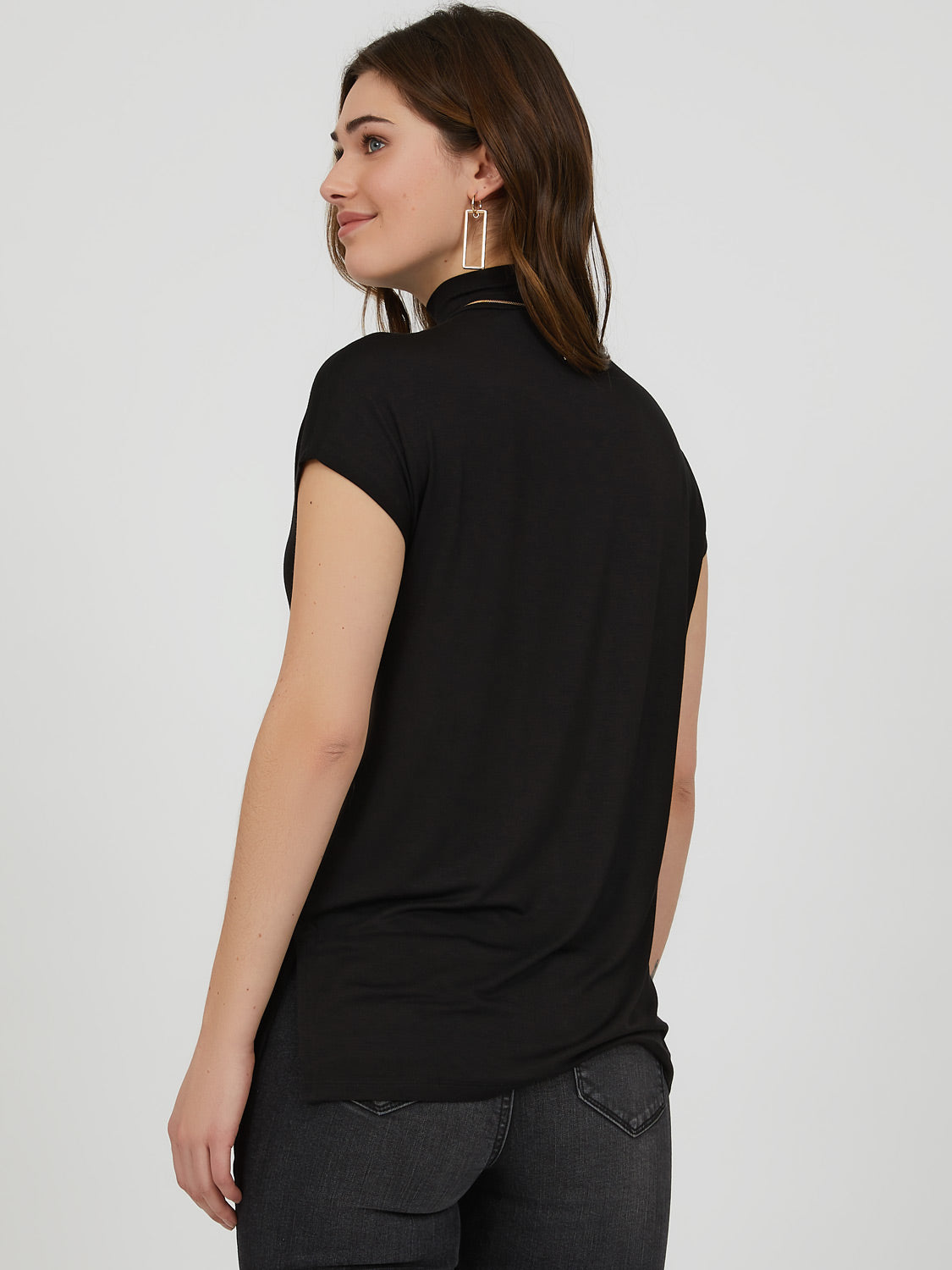 Mock Neck Loose Knit Top