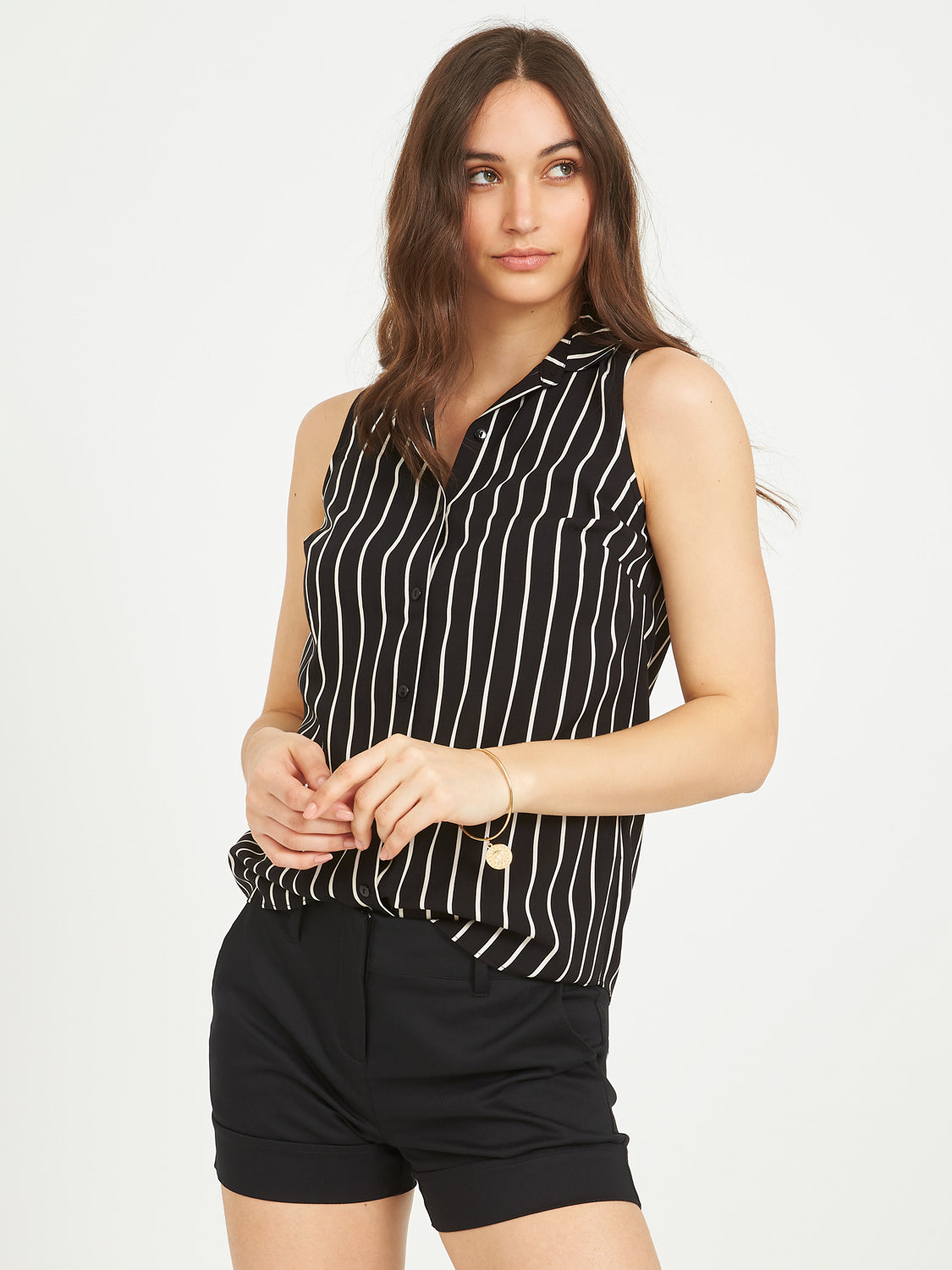 Striped Sleeveless Blouse