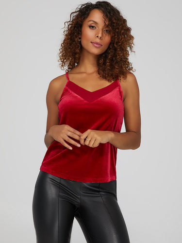 womens red sleeveless top