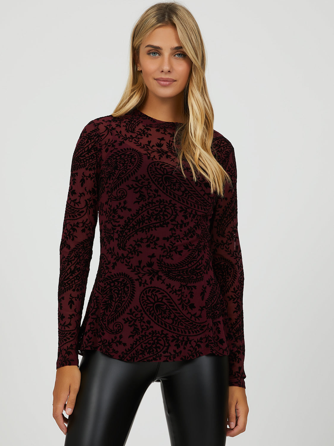 Paisley High Neck Fit & Flare Top