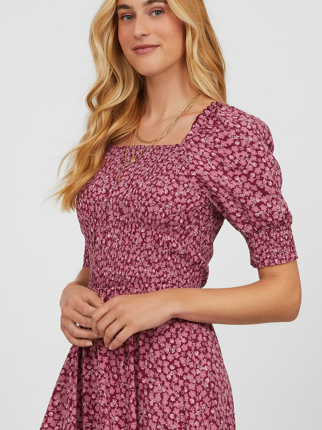 Puff Sleeve Floral Fit And Flare Mini Dress