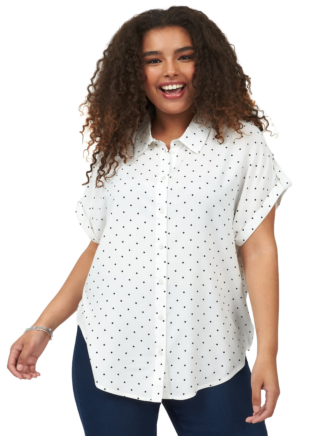 Plus Size Printed Dolman Sleeve Blouse