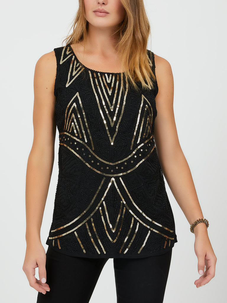 Sleeveless Scoop Neck Studded Top