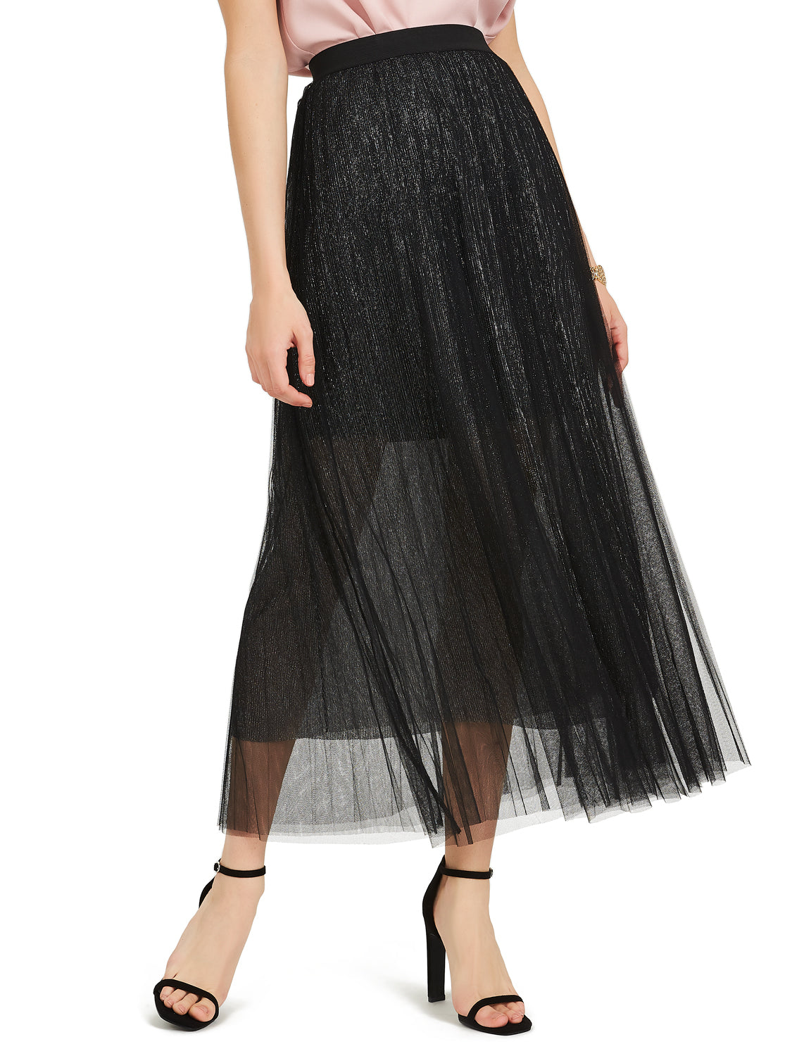 Mesh Pleated Skirt