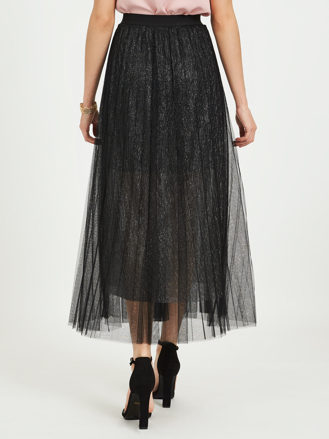 Mesh Pleated Skirt