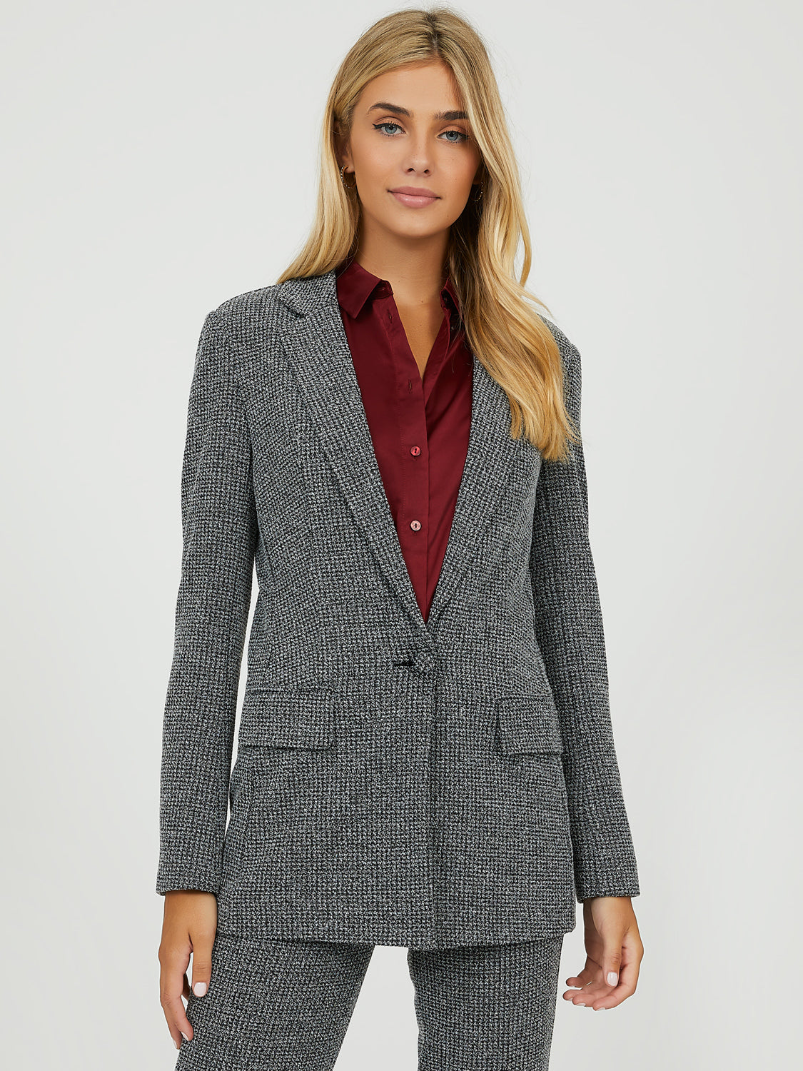 Houndstooth Knit Blazer