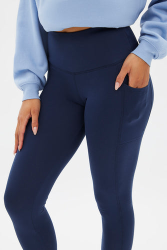Blue High Waist Yoga Pants for Women Blue Cotton Leggings for