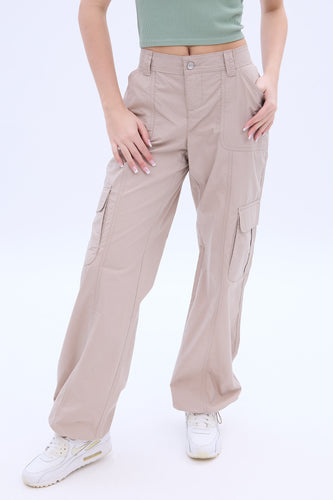 FAIWAD Elastic Waist Cargo Pants for Women High Waisted Baggy Straight  Lightweight Pants with Pockets (Medium, Black2) 