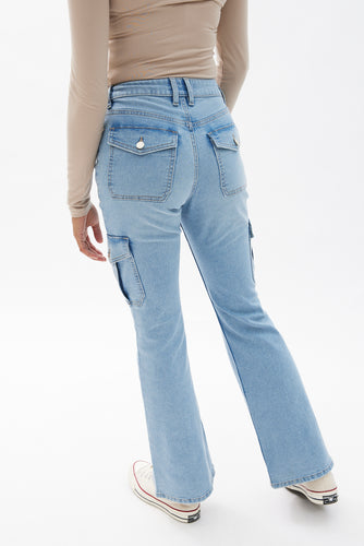 grove low baggy flared jeans - Medium Dusty Blue