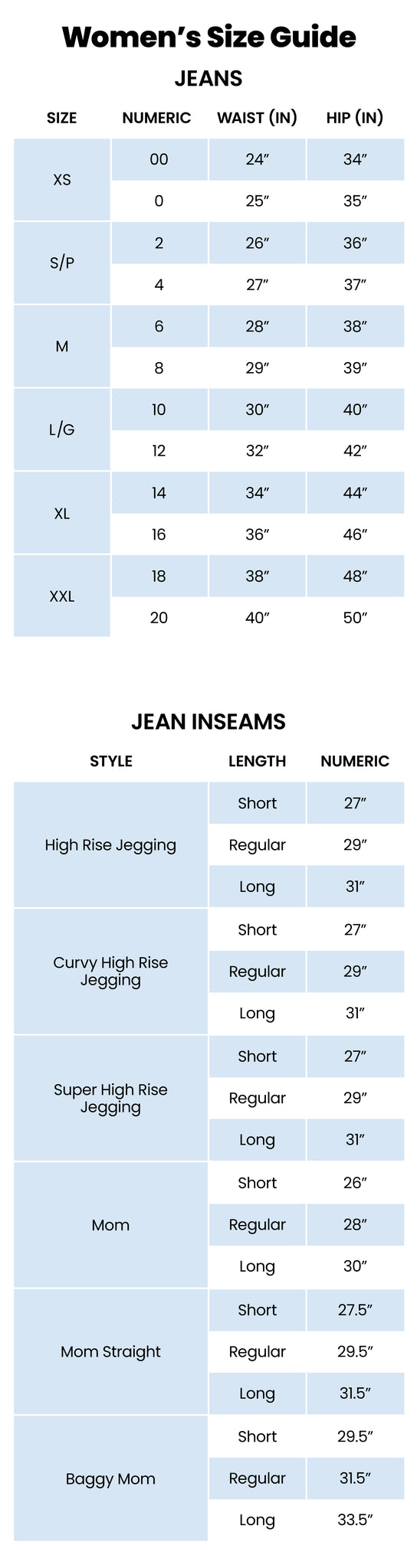 Jeans Size