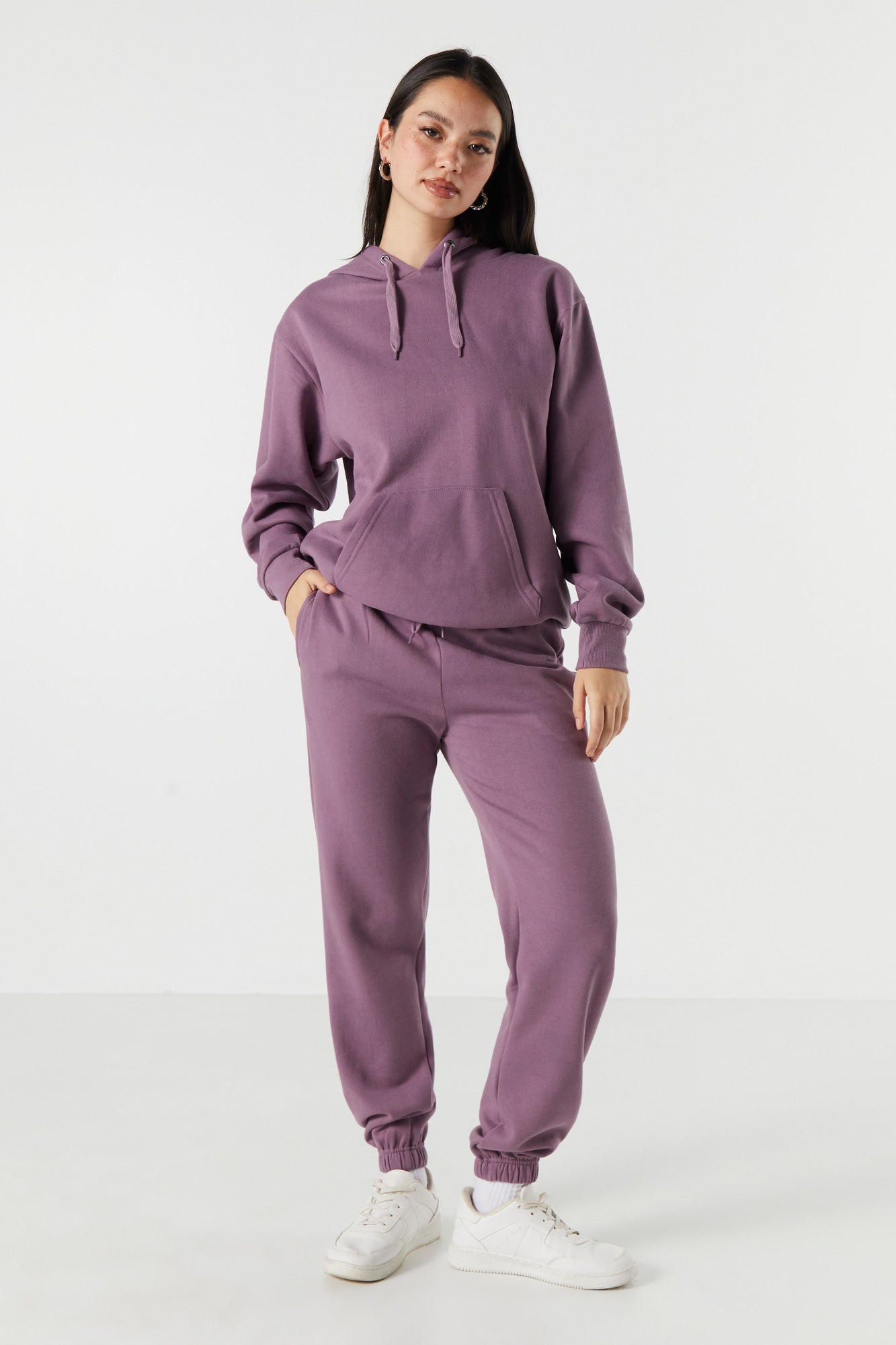 urban planet fleece drawstring jogger | eggplant | xs | women's