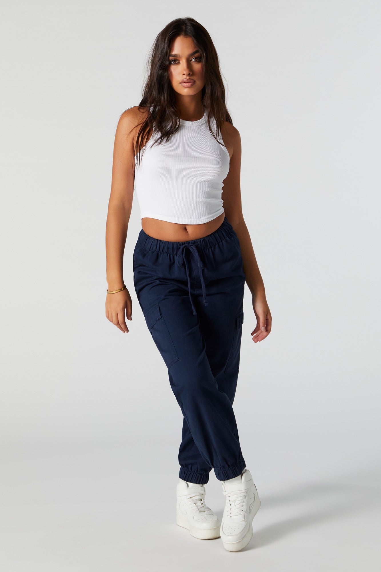 Urban Planet Drawstring Cargo Jogger | Navy | Small | Women's