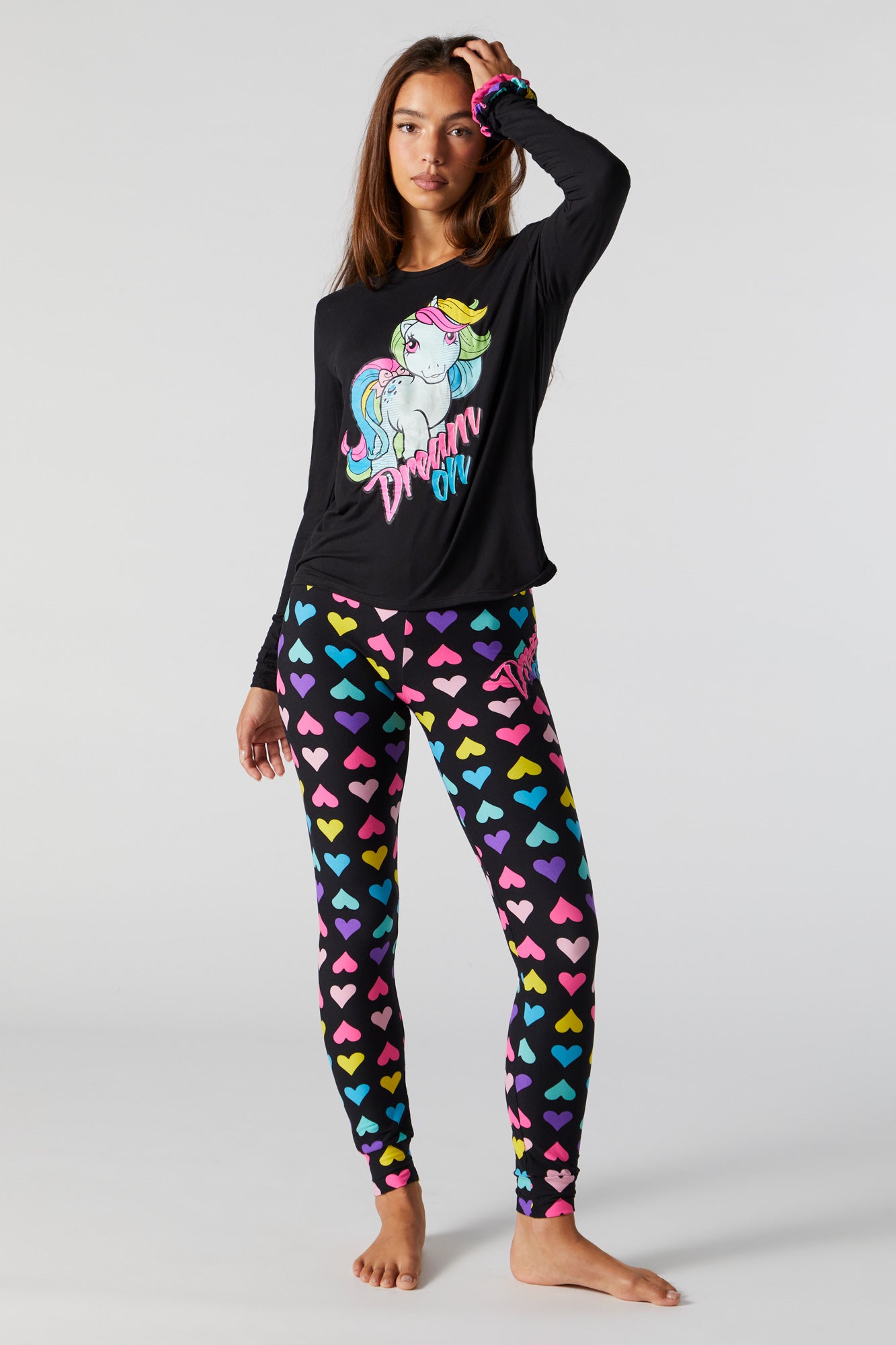 urban planet my little pony 2 piece pajama set | black | xs | women's