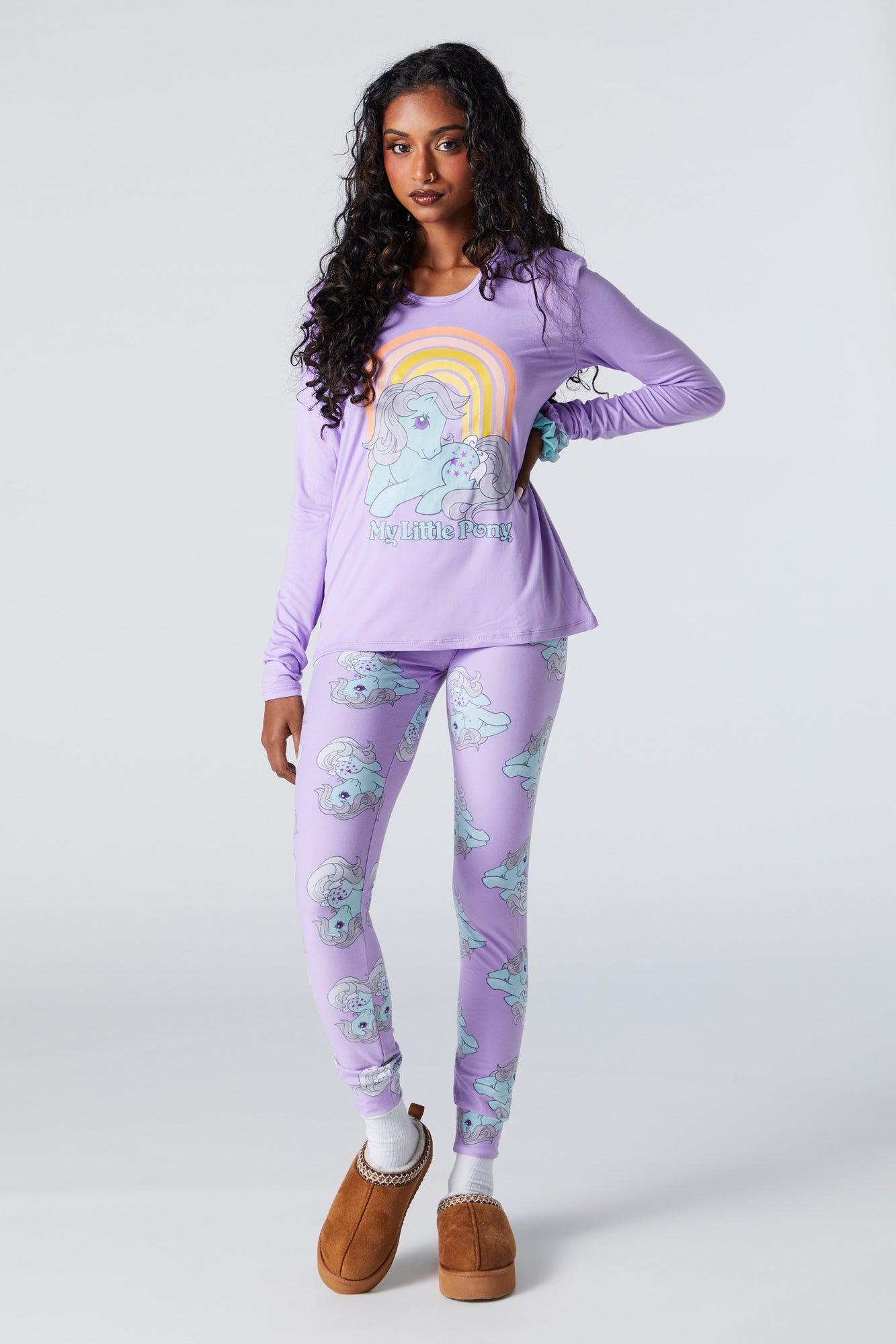 urban planet my little pony print 2 piece pajama set | lilac | xs | women's