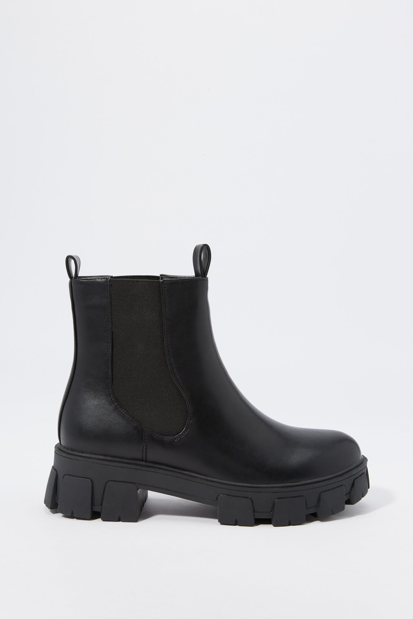 urban planet faux-leather pull-on chunky boot | black | 10 | women's