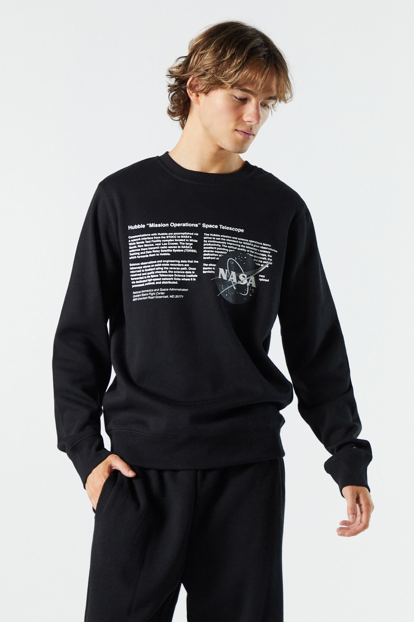 Urban Planet Nasa Hubble Graphic Fleece Sweatshirt | Black | Small | Men's