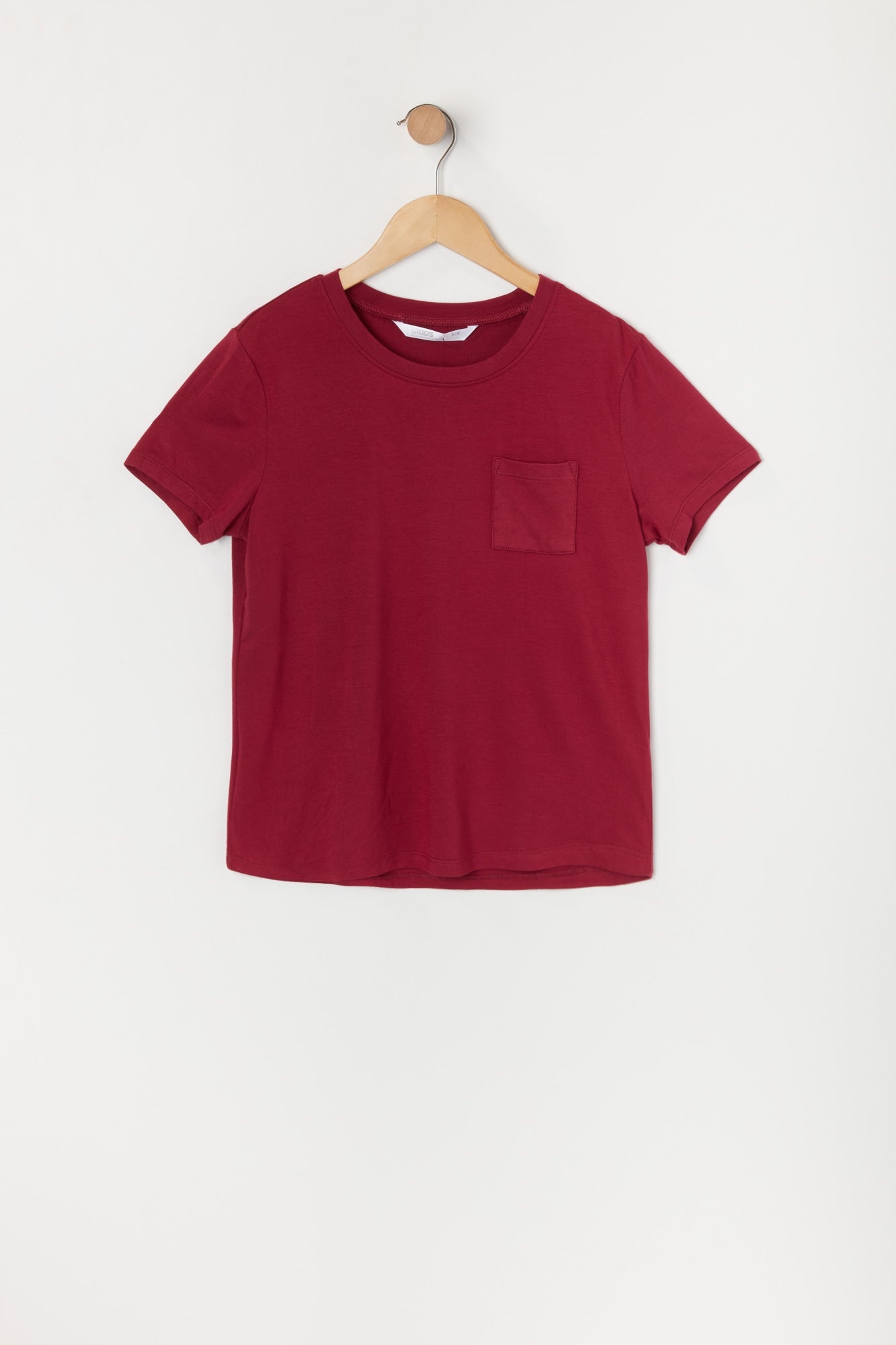 urban planet girls relaxed pocket t-shirt | burgundy | m (10/12)