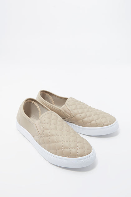 faux leather slip on shoes