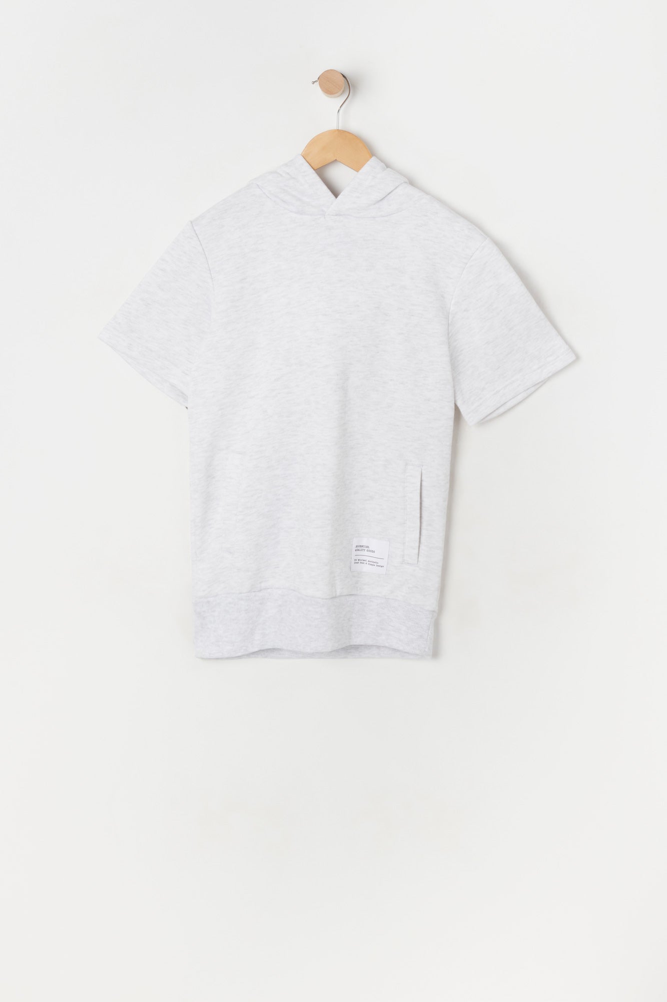 Urban Planet Boys Basic Fleece Hooded T-Shirt | Oatmeal | L (14)