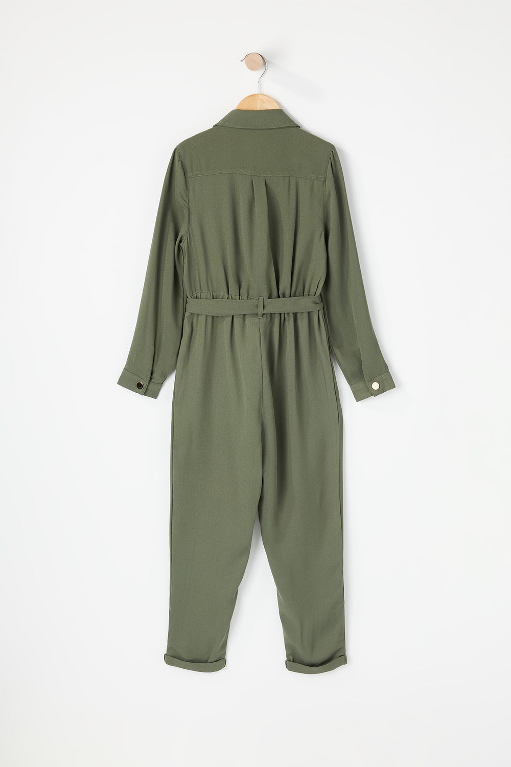 Girls Zip Front Belted Utility Jumpsuit Urban Planet