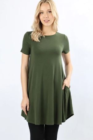 olive green tunic dress