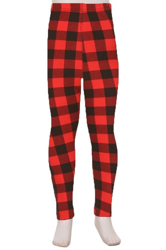 Red Plaid Reindeer Leggings 