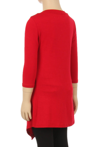 Tunic Tops and Shirt for Girls Red Asymmetric Hem at MomMe And More ...