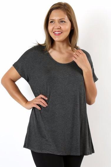 Womens Gray Top  High-low Hem Side Button Shirt – MomMe and More