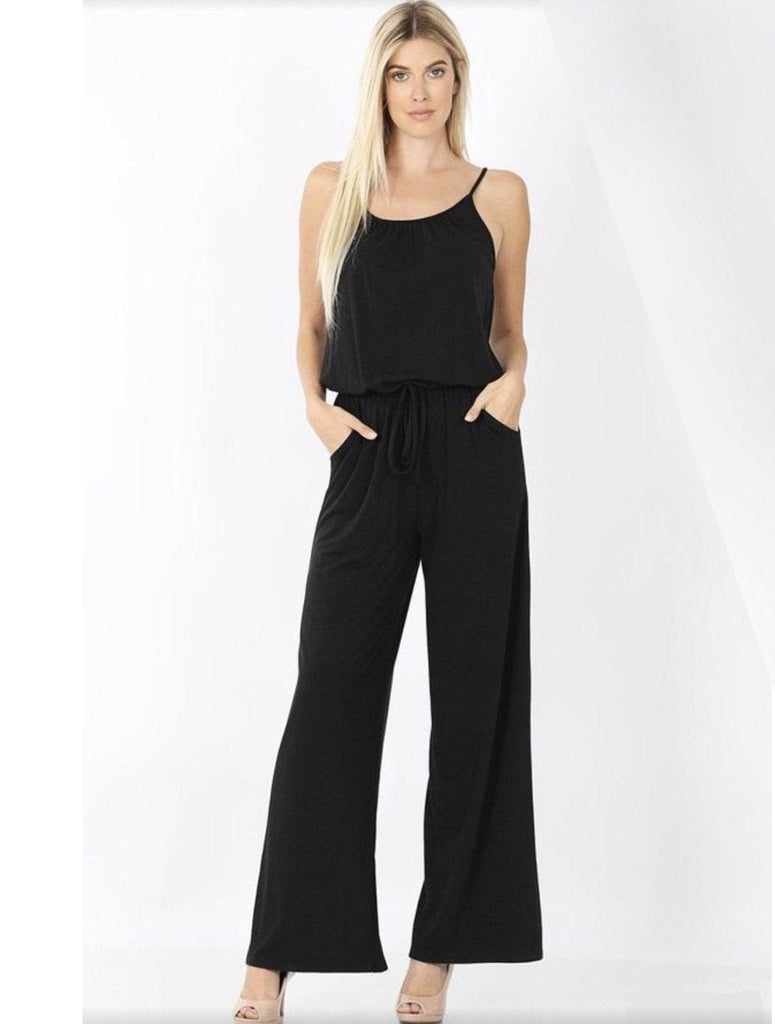 black tank top jumpsuit