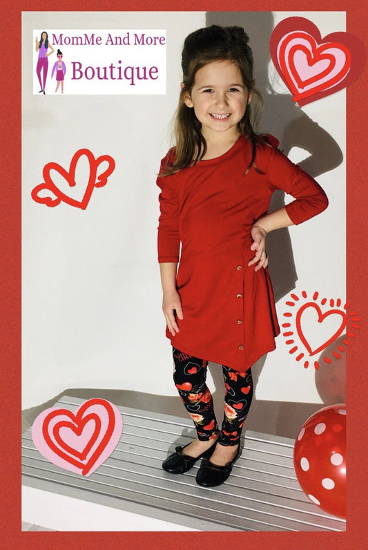 LuLaRoe, Kid's Valentines Day Leggings w xoxoxo, One Size, Red