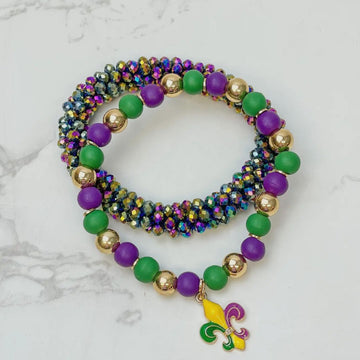 Mardi Gras Shining Stretch Bracelet Set