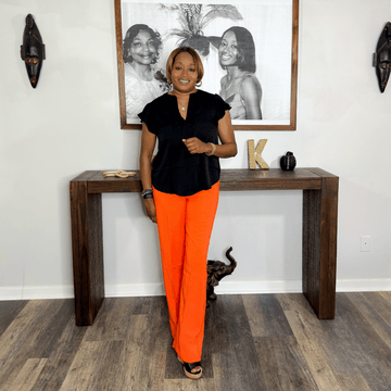 'Edgy' High Waisted Pants | Orange