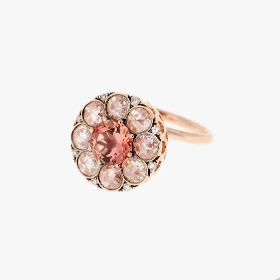 Ring in Pink Gold & Black enamel set with Diamonds - Tayloe Piggott Jewelry