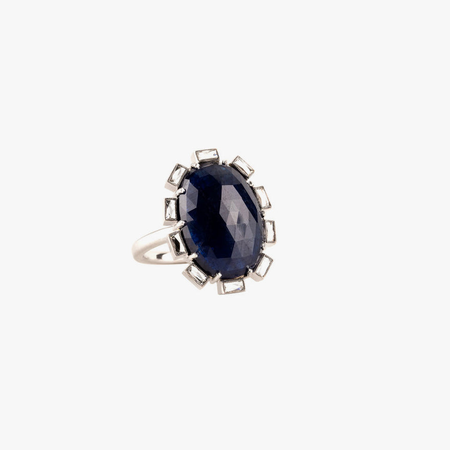 Oval Faceted Sapphire Ring