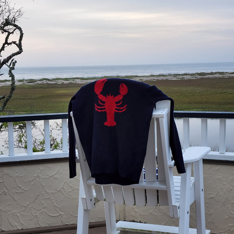 Navy Sweater With Red Lobster