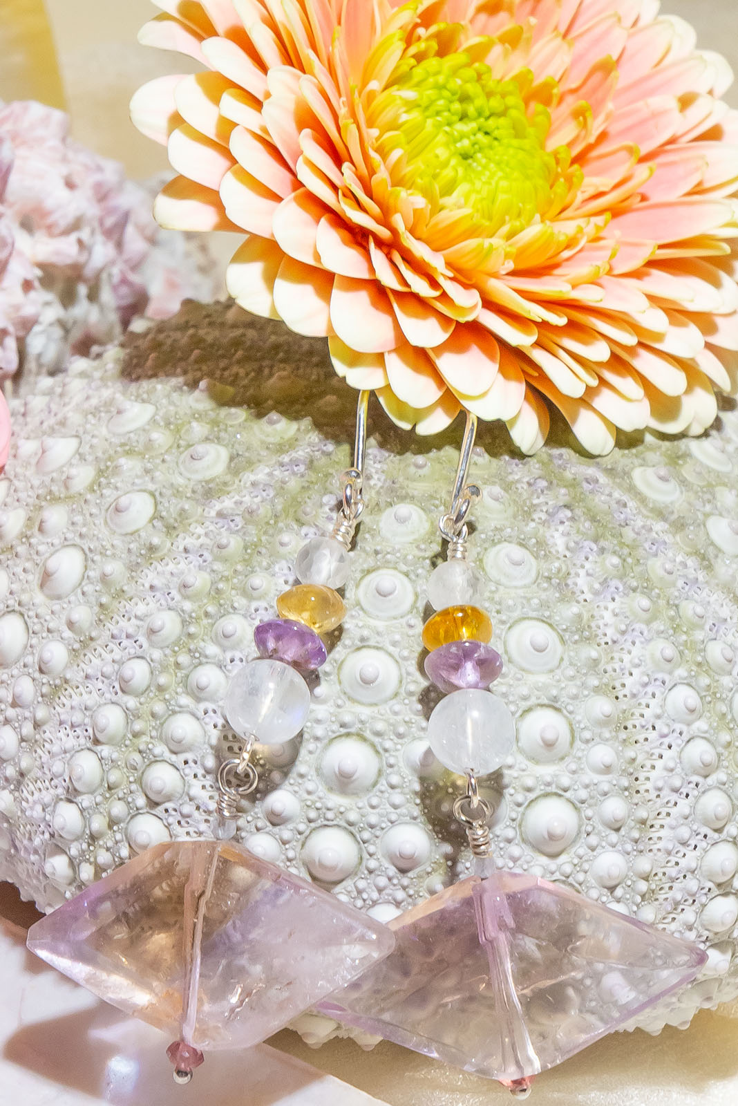 Earrings Silver Droplet Ametrine