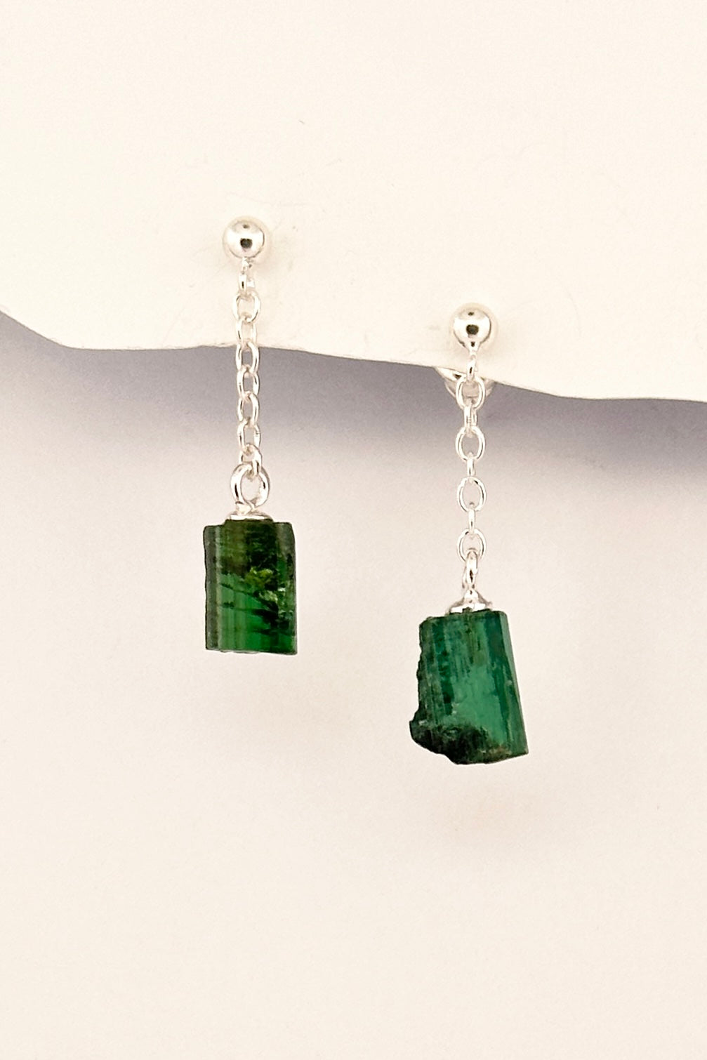 Earrings Tourmaline Crystal Drop Green