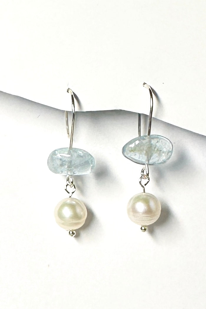 Earrings Cloud Pearl Aquamarine