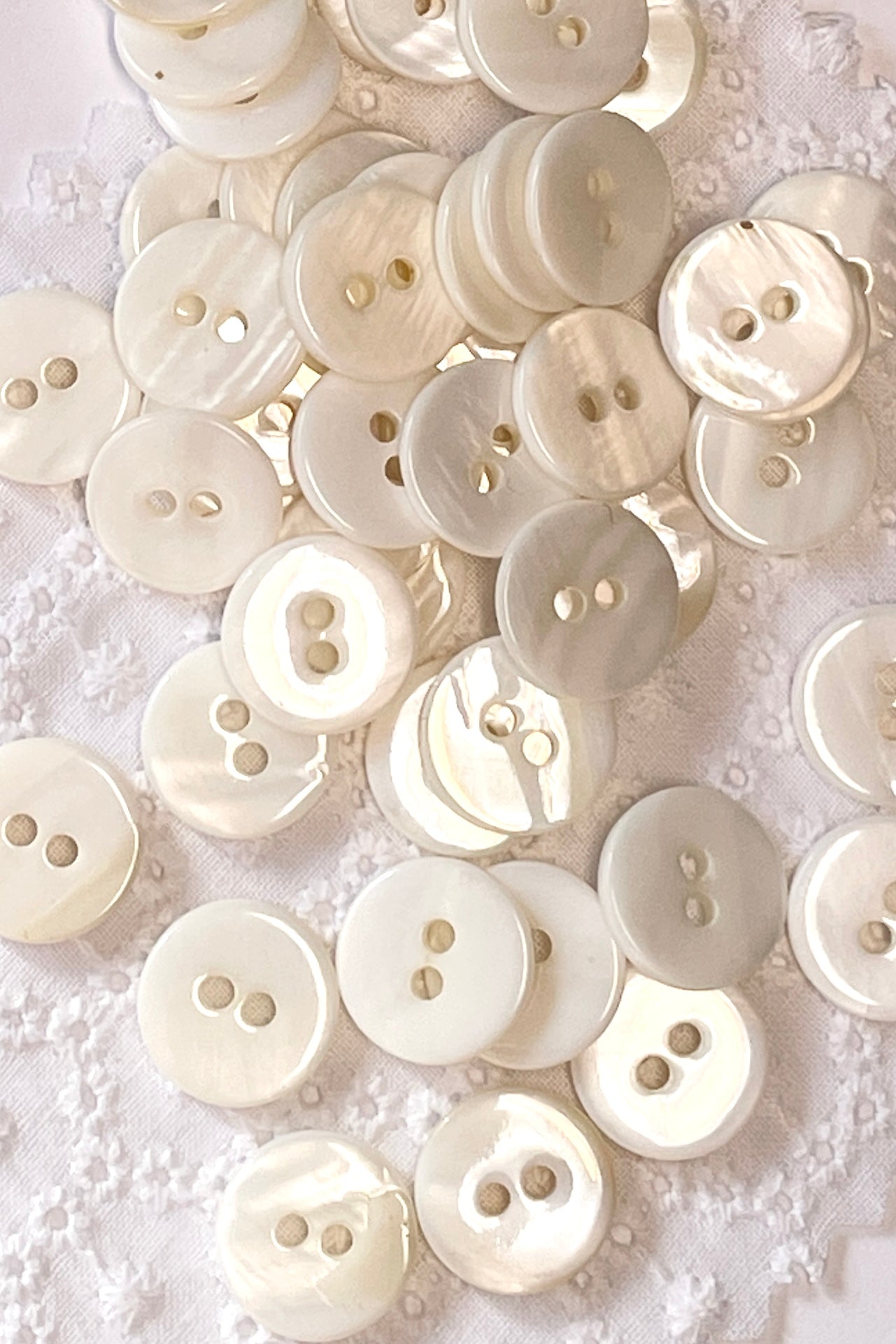 Buttons White Mother of Pearl Shell Small x 50 Pieces