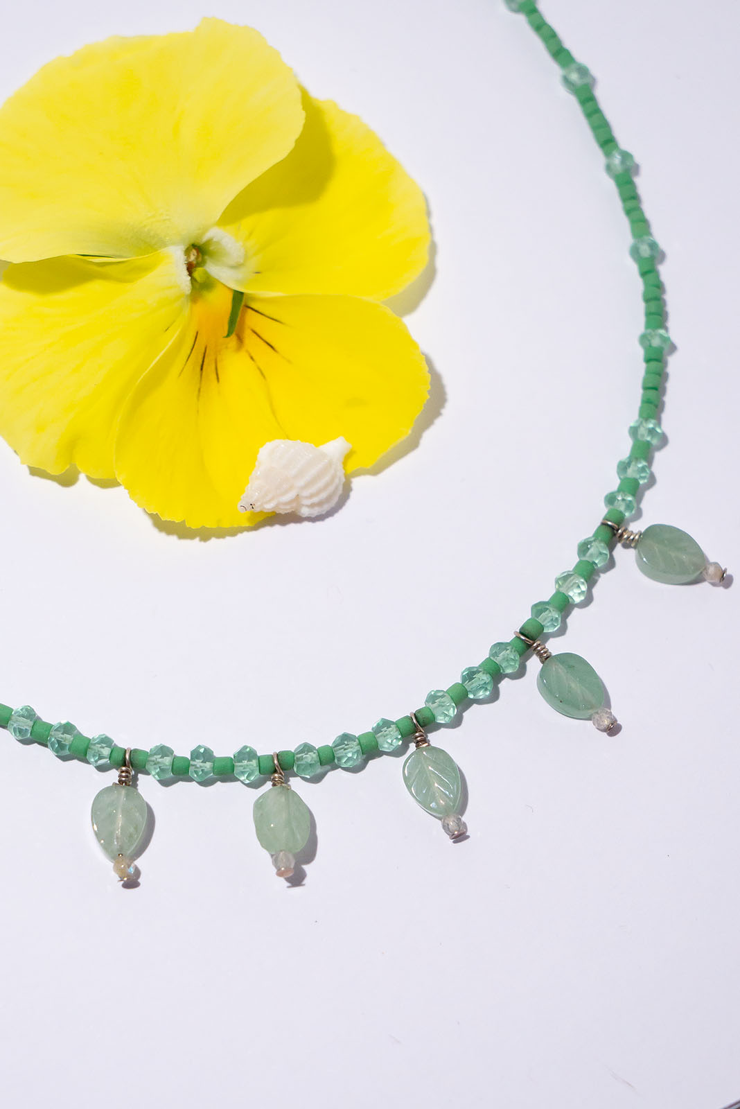 Necklace Gemstone Leaf Green