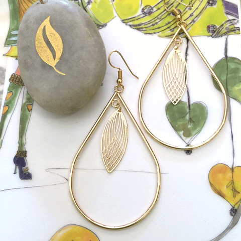 earrings, gold earrings, lightweight earrings ,